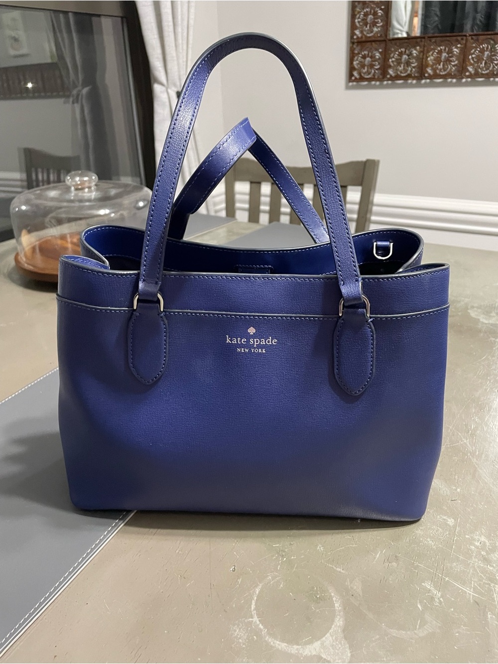 kate spade cobalt blue leather tote